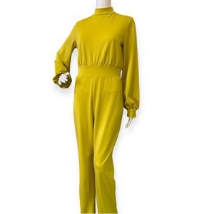 Satin Long Sleeve High Neck Jumpsuit